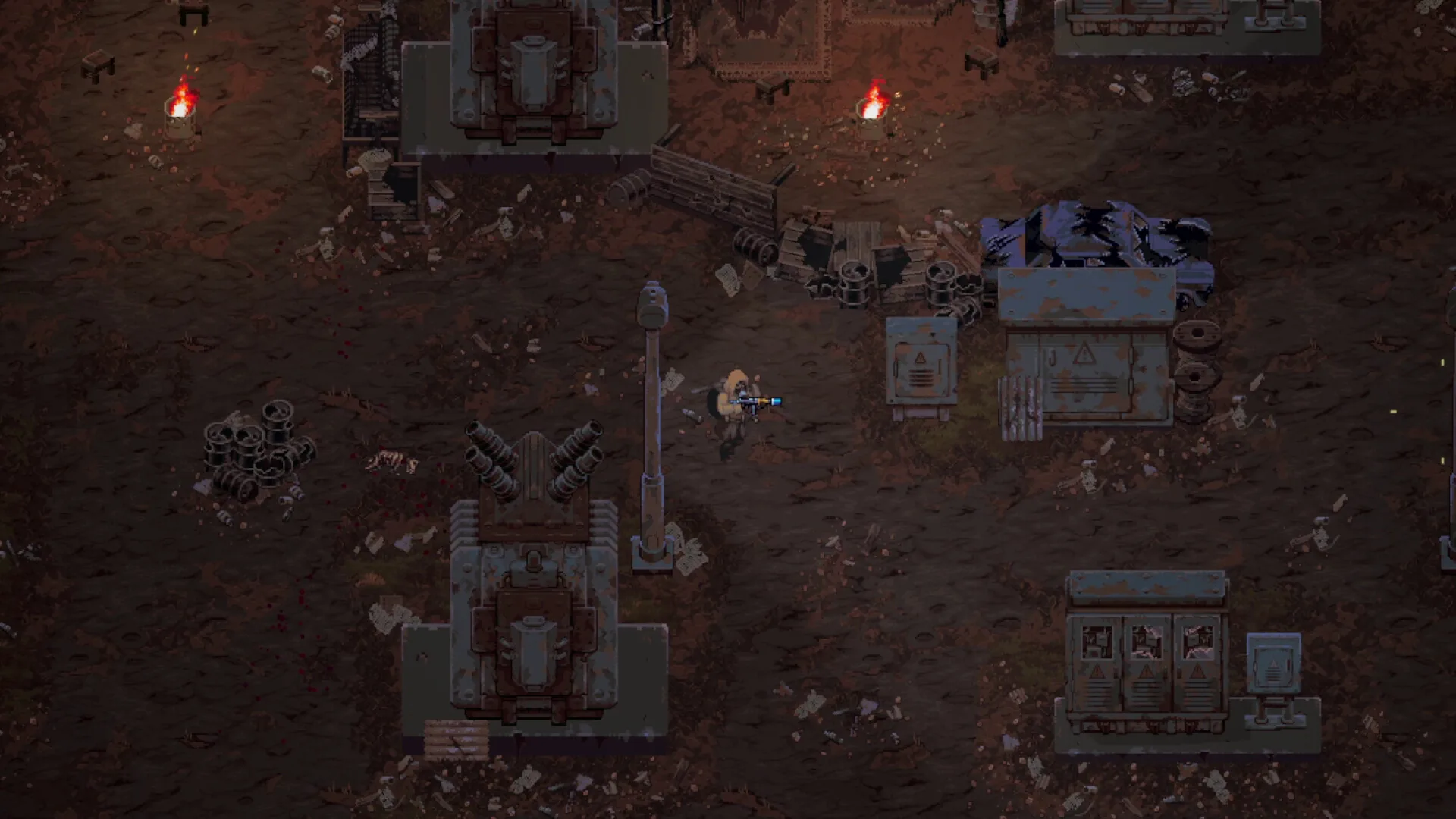 Subterranean military bunker tactical corridor and reinforced blast doors in Scavland